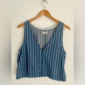 Wilfred cropped low V jean shirt